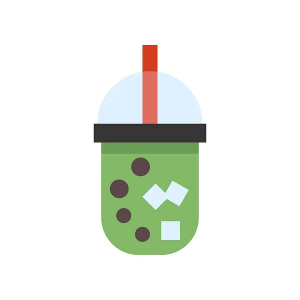 Thé à bulles ou thé au lait perlé icône plate — Image vectorielle