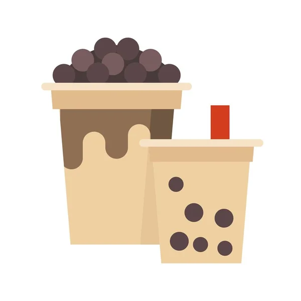 Bubble tea or Pearl milk tea flat icon — Stock Vector
