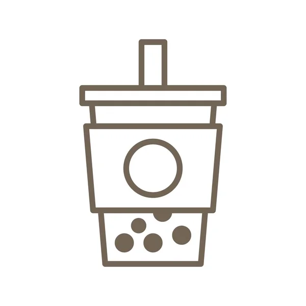 Καφέ φούσκα ή μαργαριτάρι γάλα γραμμή εικονίδιο — Διανυσματικό Αρχείο