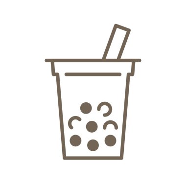 Kabarcık çay veya Pearl süt çay hattı simgesi