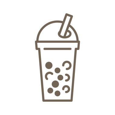 Kabarcık çay veya Pearl süt çay hattı simgesi