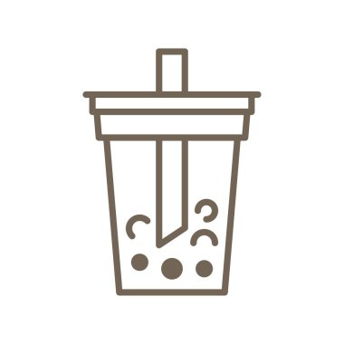 Kabarcık çay veya Pearl süt çay hattı simgesi