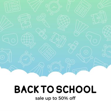 Okula geri dön, Okul malzemeleri satış posteri şablonu