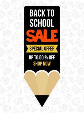 Okula geri dön, Okul malzemeleri satışı için poster şablonu