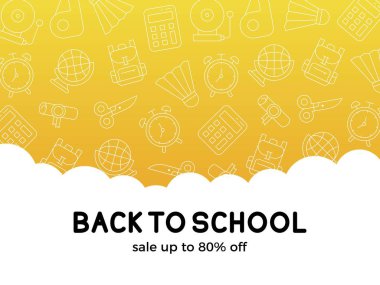 Okula geri dön, Okul malzemeleri satış posteri şablonu