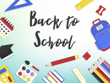 Okula geri dön poster şablonu vektör çizimi