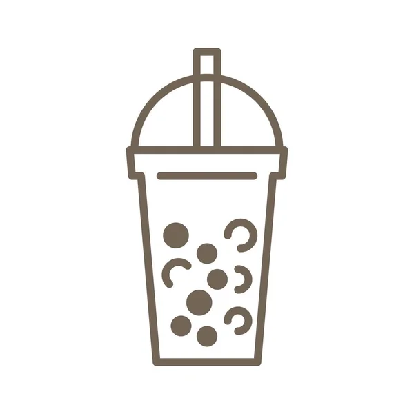 Bubble Tea oder Perlmilch Tee Linie Symbol — Stockvektor