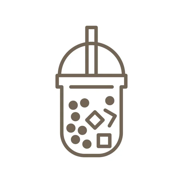 Bubble Tea oder Perlmilch Tee Linie Symbol — Stockvektor