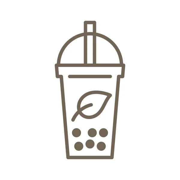 Bubble Tea oder Perlmilch Tee Linie Symbol — Stockvektor