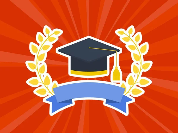 Chapeau de graduation avec modèle d'affiche de brance olive — Image vectorielle