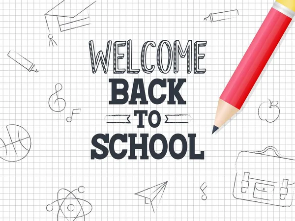 stock vector Welcome Back to school poster template with grid background