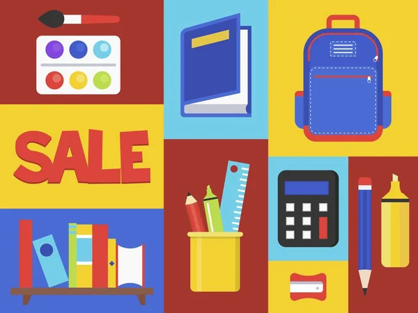 Back to school Sale, School supplies vector — Stock Vector