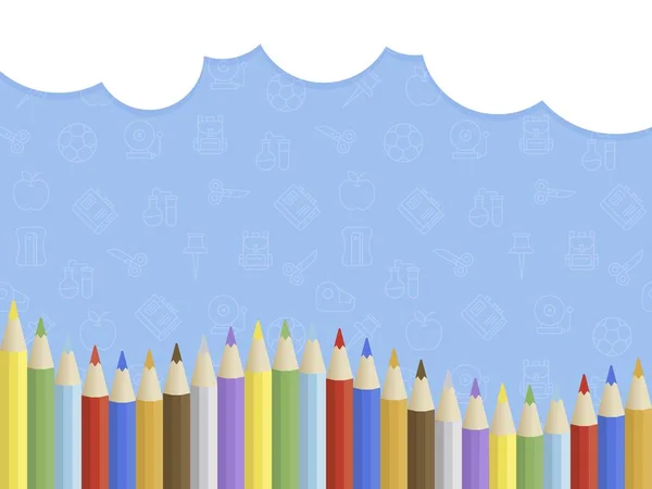 Zpět do školy, šablona plakátu barevné tužky — Stockový vektor