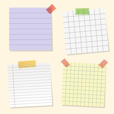 Not kağıdı veya yapışkan not vektör seti