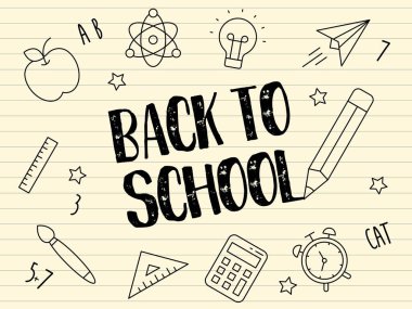 Okula geri dön poster şablonu, vektör çizimi