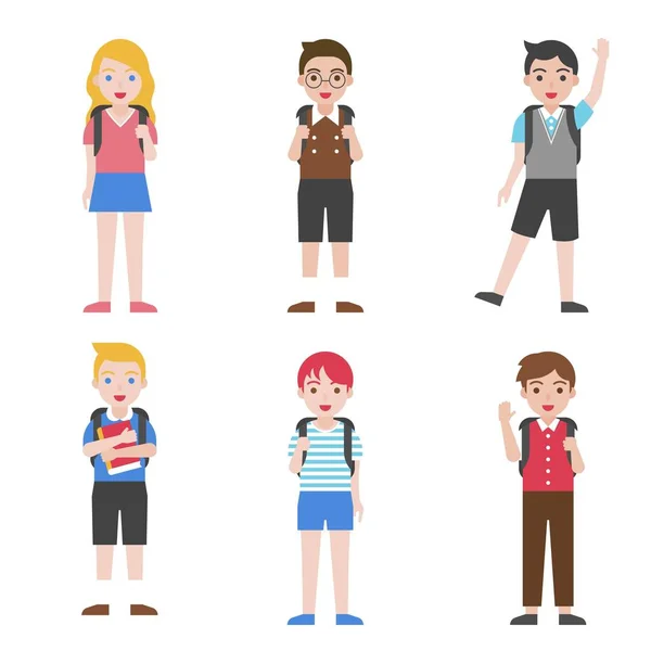 Volver a la escuela, Conjunto de iconos de avatar para niños — Vector de stock