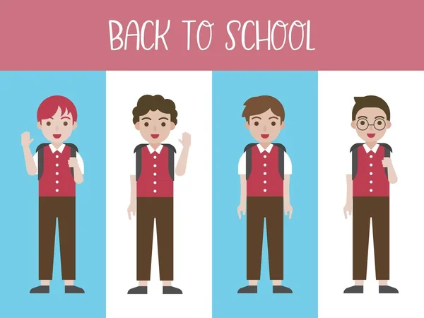 Terug naar school, kinderen avatar icon set — Stockvector