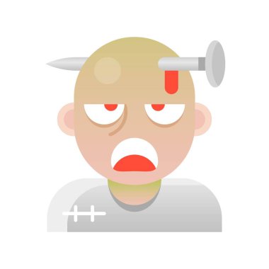 Baş vektör illüstrasyonuna çiviyle çakılan zombi, Cadılar Bayramı...