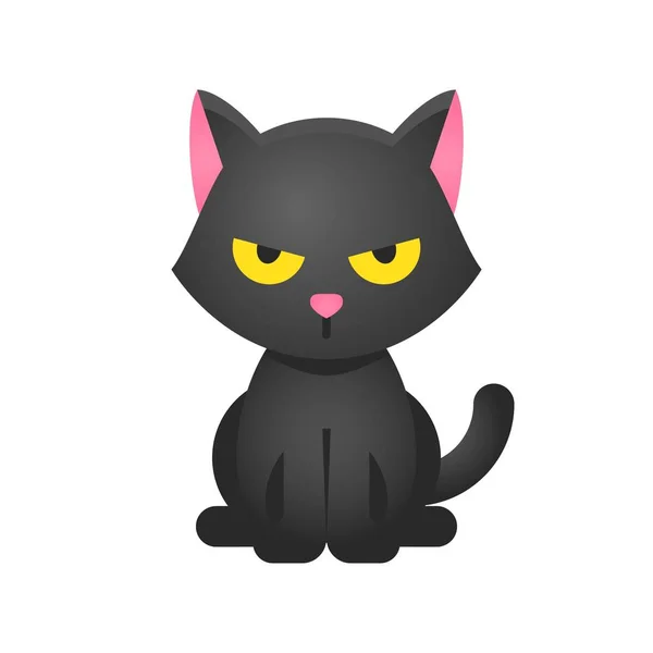 Ilustração de vetor de gato preto, ícone de estilo gradiente de Halloween — Vetor de Stock