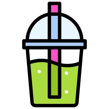 Kremalı soda ikonu, İçecek doldurulmuş biçim vektör illüstrasyonu