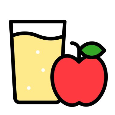 Elma suyu ikonu, İçecek doldurulmuş biçim vektör illüstrasyonu