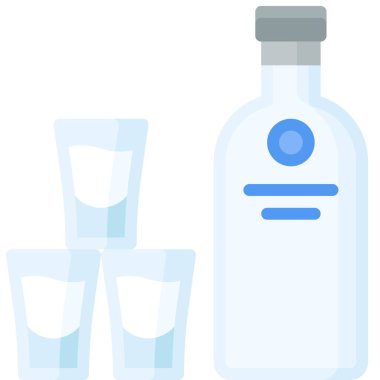 Alkolik içecek ikonu, Meşrubat yassı vektör çizimi