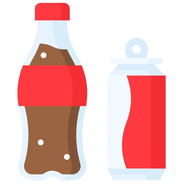 Cola Butelka Cola Może Ikona Beverage Płaski Styl Wektor — Wektor stockowy