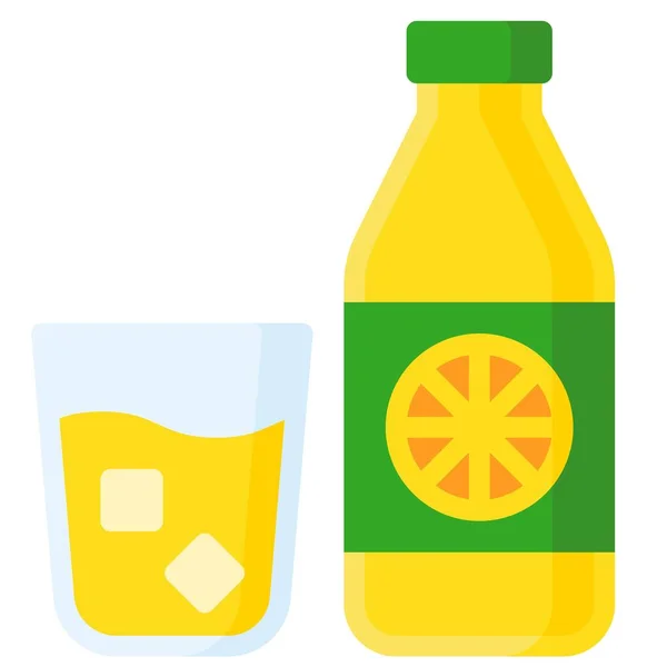 Limonade Flasche Symbol Getränk Flachen Stil Vektorillustration — Stockvektor