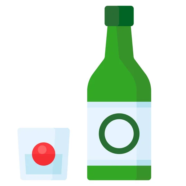 Korejská Ikona Alkoholu Vektorová Ilustrace Plochého Stylu Nápojů — Stockový vektor
