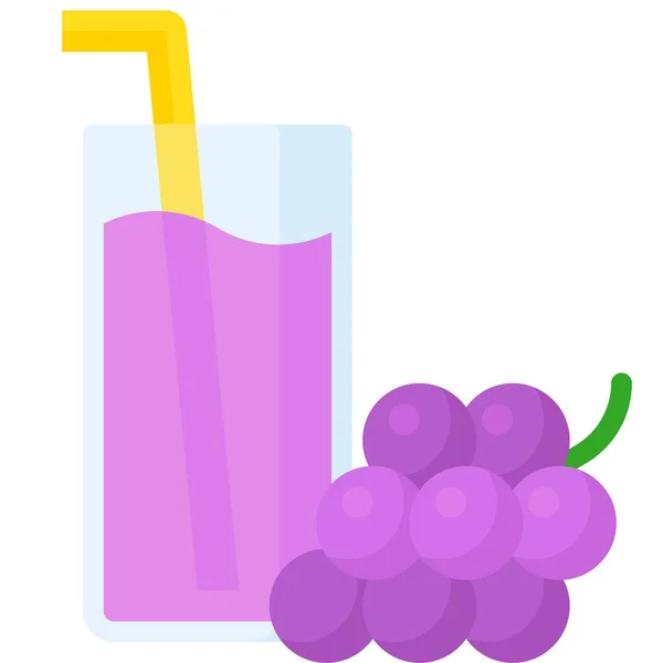 Icône Jus Raisin Illustration Vectorielle Style Plat Boisson — Image vectorielle