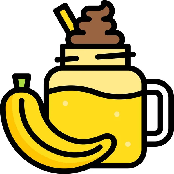 Bananen Smoothie Symbol Getränkegefüllte Vektor Illustration — Stockvektor