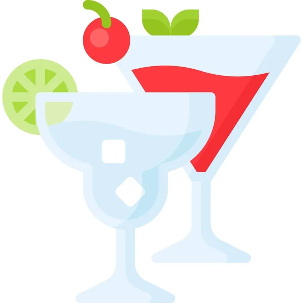 Cocktail Und Mocktail Ikone Getränkeflach Vektorillustration — Stockvektor