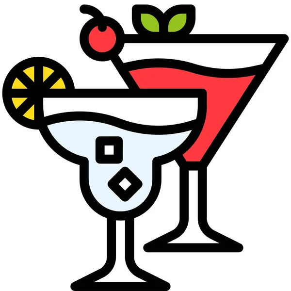Ikon Koktail Dan Mocktail Ilustrasi Vektor Bergaya Minuman - Stok Vektor