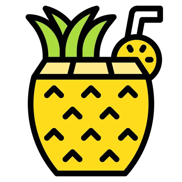 菠萝汁图标 饮料填充风格矢量插图 — 图库矢量图片