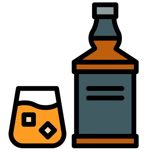 Alcoholische Drank Icoon Drank Gevulde Stijl Vector Illustratie — Stockvector