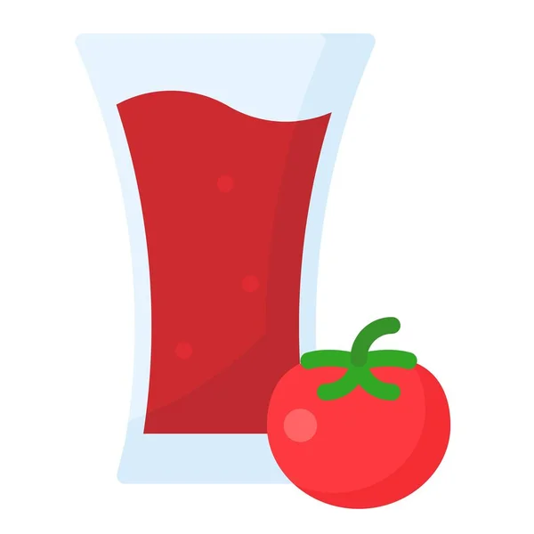 Tomatensaft Symbol Getränk Flachen Stil Vektorillustration — Stockvektor