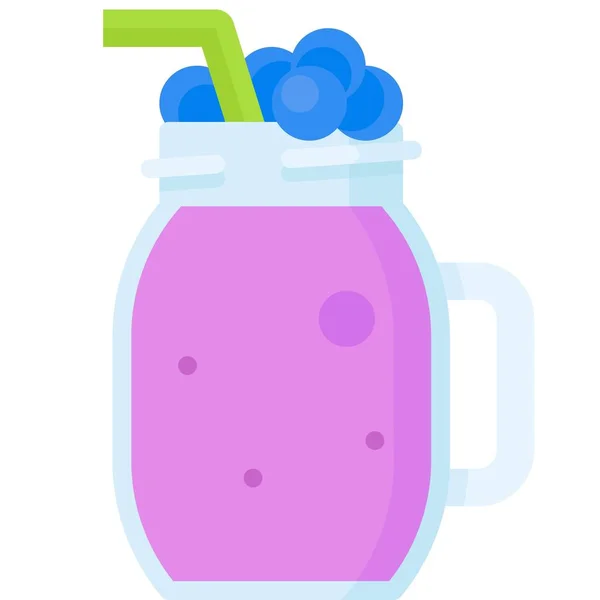 Blueberry Smoothie Icon Beverage Flat Style Vector Illustration — Stock Vector