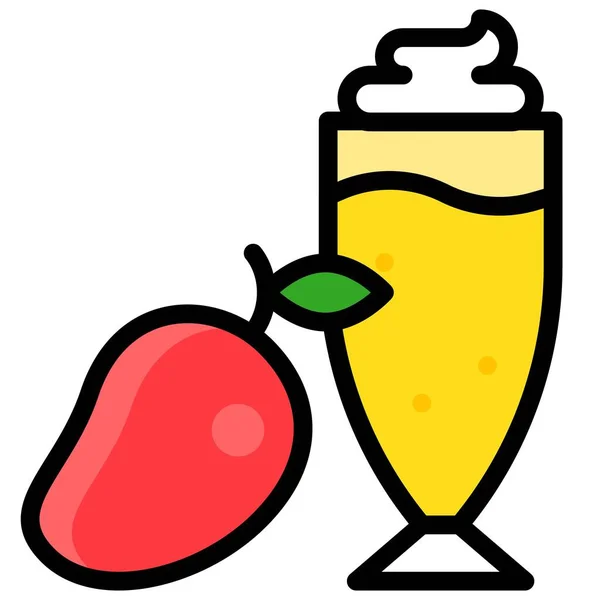 Mango Smoothie Icon Beverage Full Style Vector Illustration — 스톡 벡터