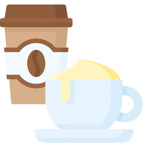 Kaffee Ikone Zum Mitnehmen Getränkeflach Vektorillustration — Stockvektor
