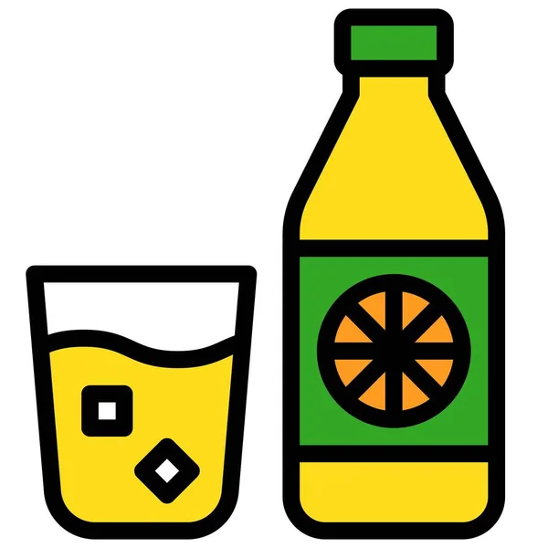 Icono Botella Limonada Bebida Llena Estilo Vector Ilustración — Archivo Imágenes Vectoriales
