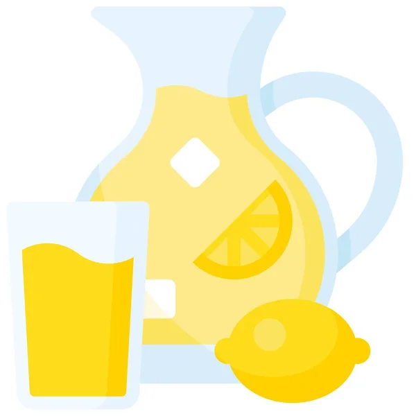 Glas Limonade Mit Limonadenkanne Flach Symbol — Stockvektor