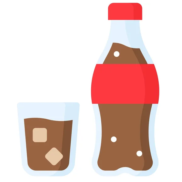 Glass Cola Cola Bottle Icon Beverage Flat Style Vector — Stock Vector