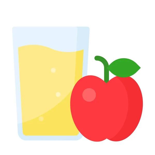 アップルジュースのアイコン 飲料フラットスタイルのイラストベクトル — ストックベクタ