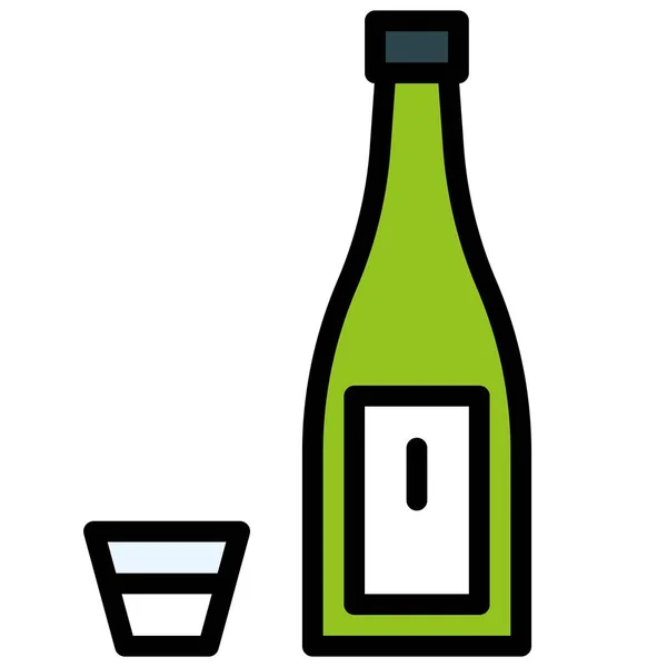 Alcoholische Drank Icoon Drank Gevulde Stijl Vector Illustratie — Stockvector