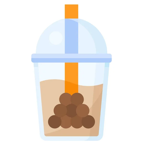 Bubble Tea Symbol Getränk Flachen Stil Vektor Illustration — Stockvektor