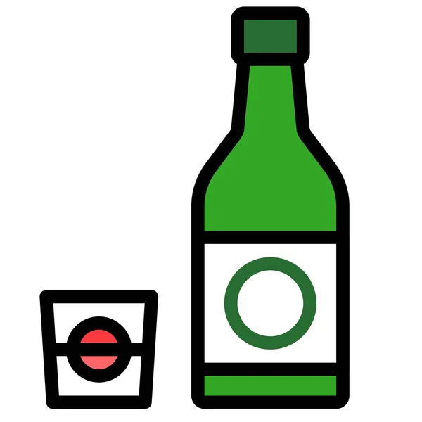 Korean Alcohol Icon Beverage Filled Style Vector Illustration — 스톡 벡터