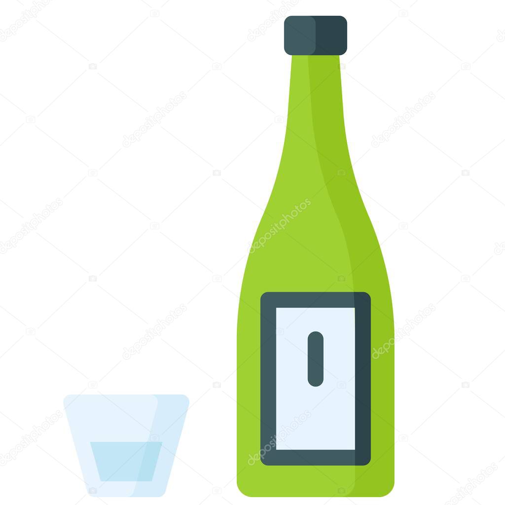 Alcoholic drink icon, Beverage flat style vector illustration