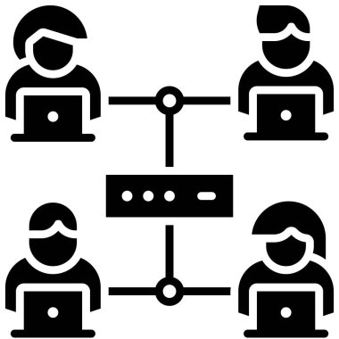 Ağ sunucusu, Telekomünikasyon veya uzak iş ile ilgili simge, vektör illüstrasyonu