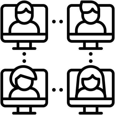 Ağ grubu, telekomünikasyon veya uzaktan çalışma simgesi