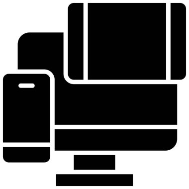 Bilgisayar tableti ve cep telefonu, telekomünikasyon veya uzaktan çalışma simgesi